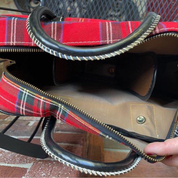 Vintage Red Plaid THERMOS Travel Picnic Set Canvas Bag King Seeley 1973 70's - Picture 11 of 16